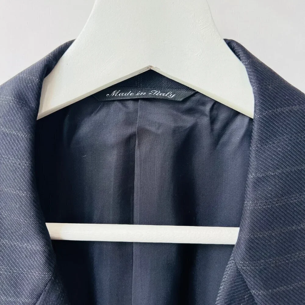 Canali for Guy La Ferrera Double-Breasted Pinstripe Sport coat-Navy– 56IT (US 46